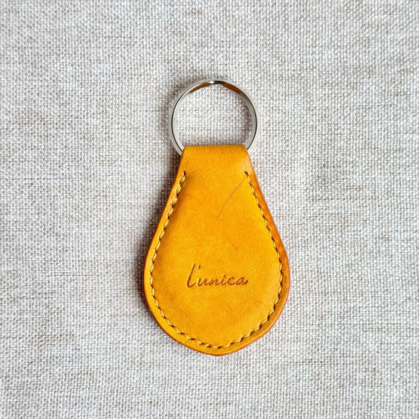 しずく型レザーキーホルダー｜L'unica 本革キーチャーム